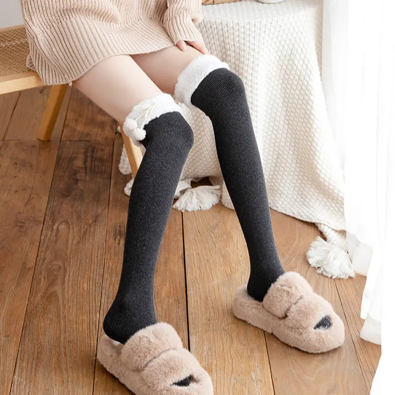 Cozy Wool Pompom Stockings