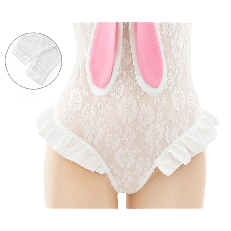White Lace Bunny Bodysuit