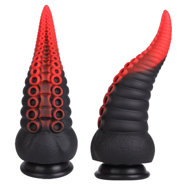 Bumpy Silicone Tentacle Ride - Black Red Tip - alien, dildo, dildos, rubber, silicone