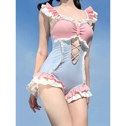 Cotton Candy Ruffle Swimmer Onesie - S(37.5-42.5kgs) - adult onesie, onesies, bodysuit,