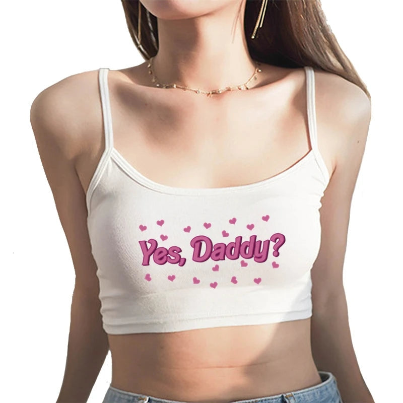 Yes Daddy Mini Crop Top - White / M - crop, crop shirt, top, tops, cropped