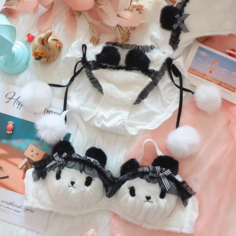 Fuzzy Panda Princess Lingerie Set - BALL / L - bear lingerie, fuzzy, lingerie set, sets,