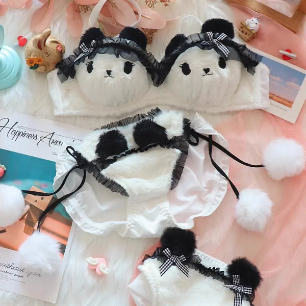 Fuzzy Panda Princess Lingerie Set Cosplay Undies Panties  DDLG Playground
