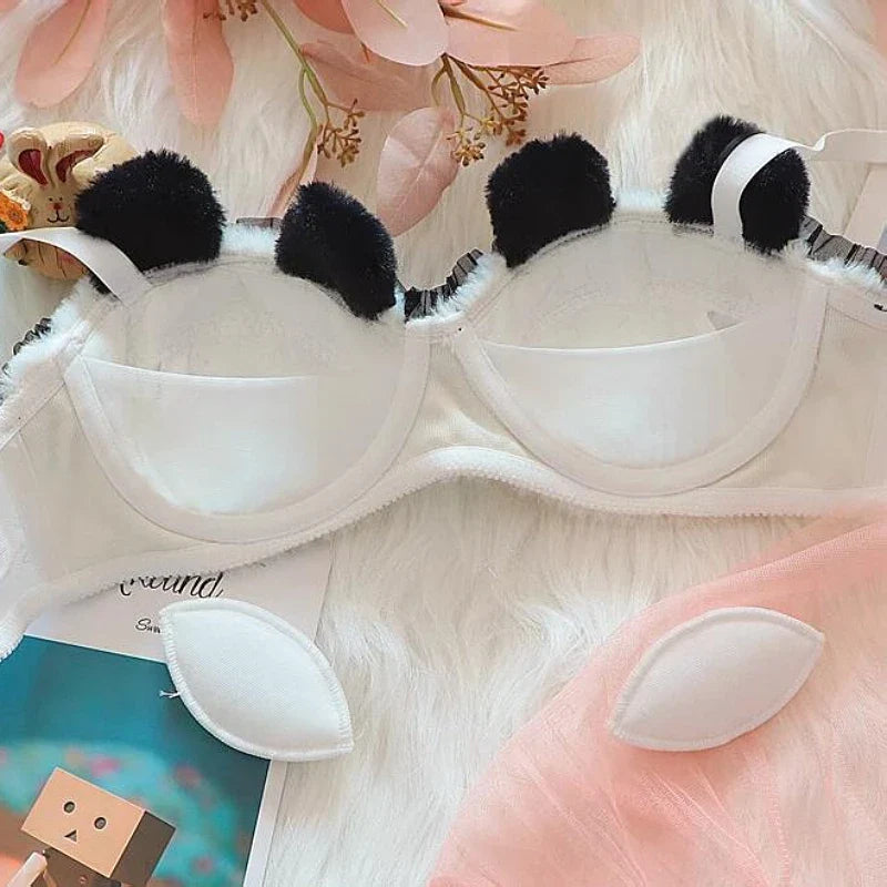 Fuzzy Panda Princess Lingerie Set - bear lingerie, fuzzy, lingerie set, sets, panda