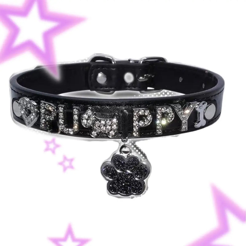 Little Puppy Collar - Black - choker, chokers, collared, collars, necklace