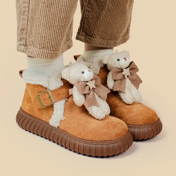 Tiny Teddy Ankle Booties - Brown / 4 - boots, footwear, shoes
