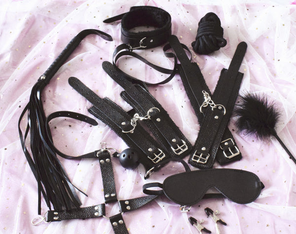 Kinky BDSM Bondage set - 10-piece - Panther print - Hismith®