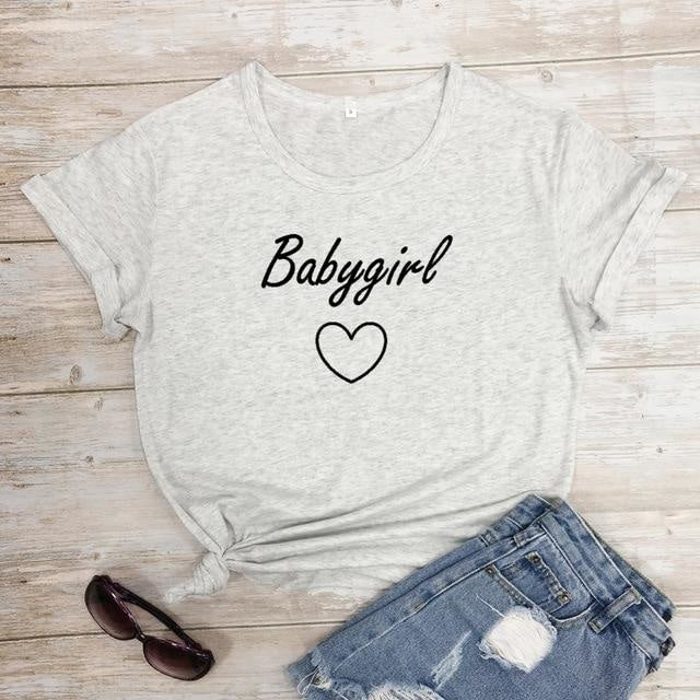 Babygirl T-shirt - marble-black text / L - baby girl, girls, babygirl, babygirls, kinky