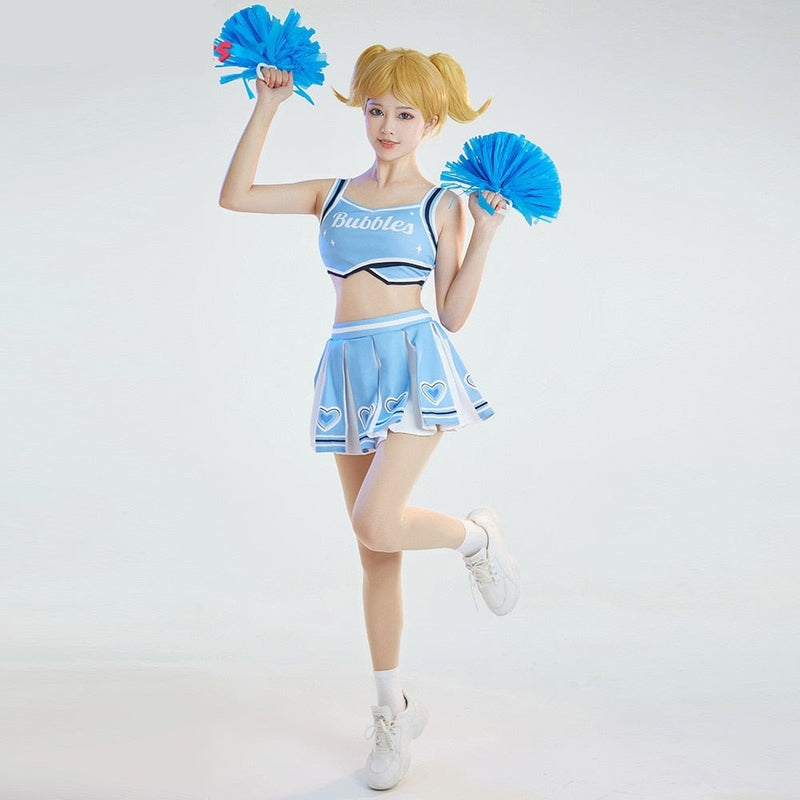 Bubbles Blue Cheerleader Costume Set - cheer leader, cheerleading, cosplay, costume, costumes