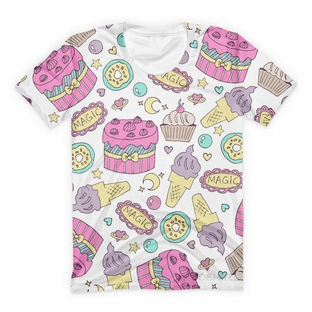 Candy Gamer Tee - White Cakes & Candy / XXXL - shirt