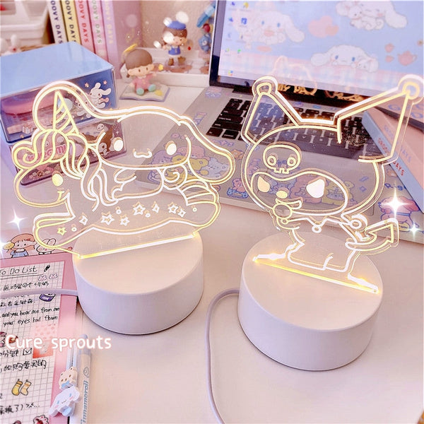 Cinna & Kuromi LED Lights - Cinnamoroll - cinnamoroll, fairy kei, kawaii, kuromi, lamp