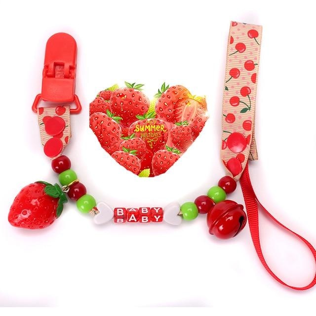 Fruity Baby Pacifier Clips - Strawberry - pacifier clip