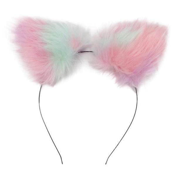 Furry Fox Ears - Pink & White Pastels - accessories