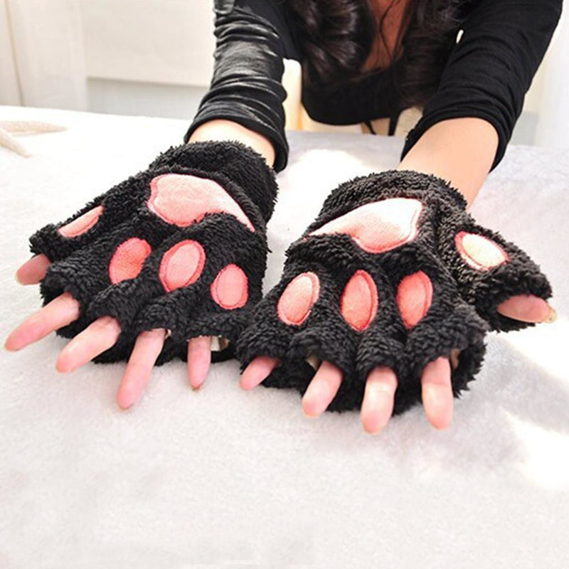 Kawaii Neko Cat Paw Gloves Mittens Fingerless Kitten Hands Cosplay Petplay