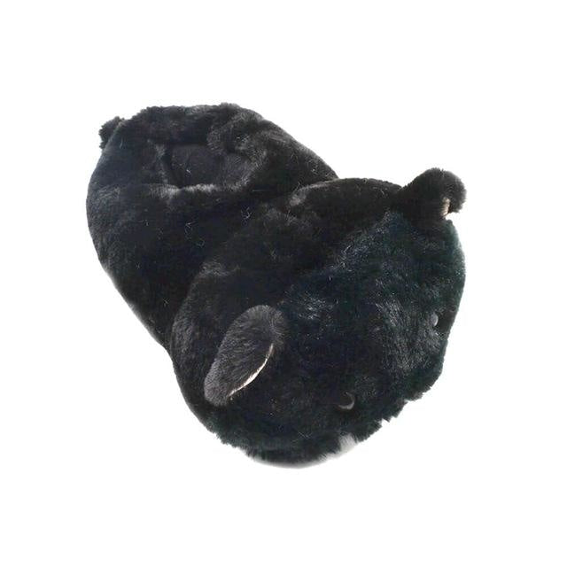 Fuzzy Bunny Slippers - Black Cat / 5 - Shoes