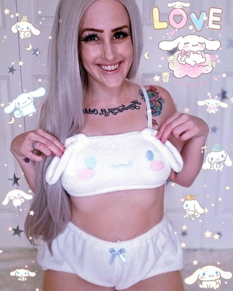 Fuzzy Melody Lingerie Set - bloomers, bralette, bunny, cinnamoroll, crop tops