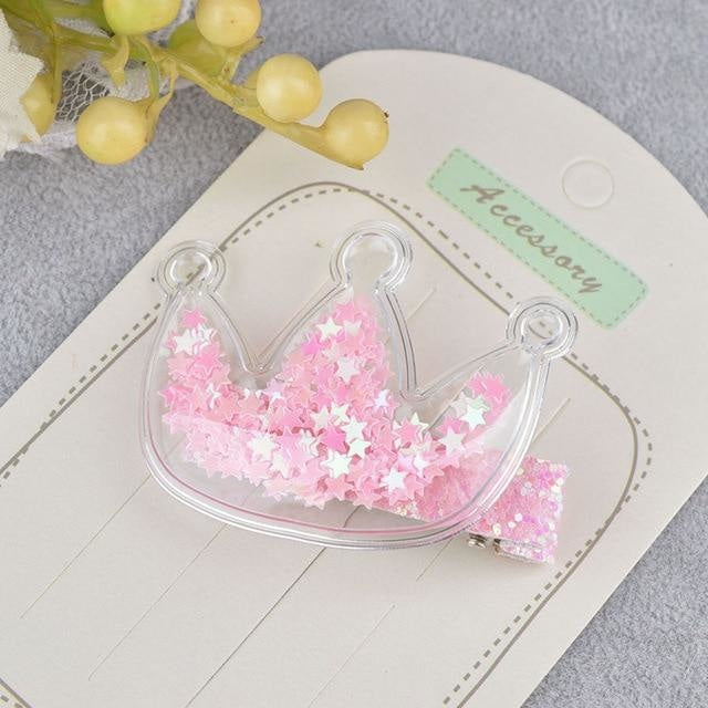 Glitter Confetti Clippies - Crown Pink - hair clips