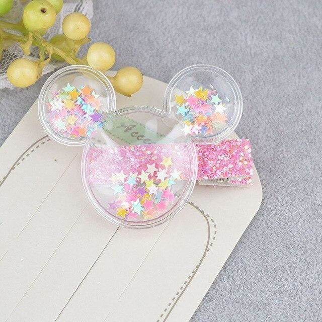 Glitter Confetti Clippies - Mouse Rainbow - hair clips