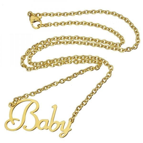 Gold Baby necklace pendant golden chain abdl cgl little space kink fetish dd/lg baby girl jewelry accessories by ddlg playground