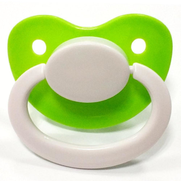 green white adult pacifier paci binkie soother mouth guard nipple autism autistic little space ddlg cgl abdl cglre age regression