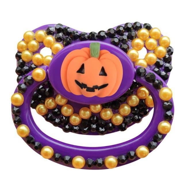 Halloween Deco Pacifiers (8 Styles) - Jack O Lantern - binkie, binkies, binky, creepy, cute