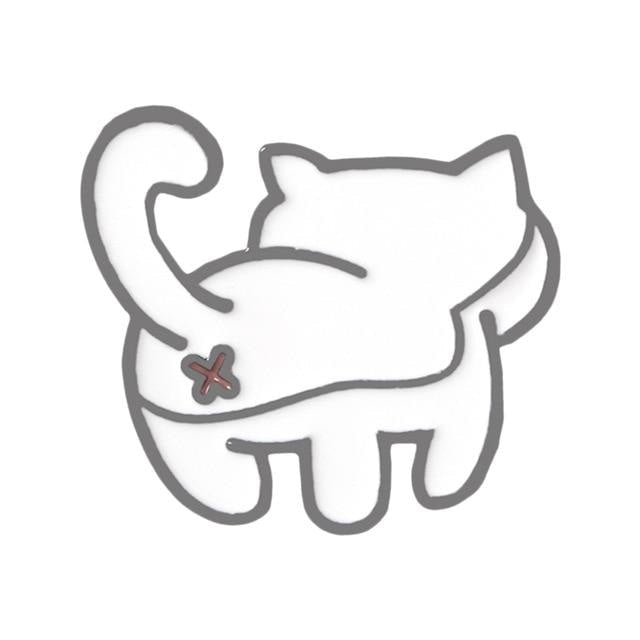 Kitten Bum Enamel Pins - White - pin
