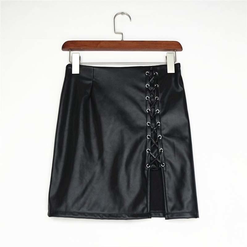 Latex Black Leather Lace Up Skirt Plus Size BDSM Fetish Kink S&M by DDLG Playground