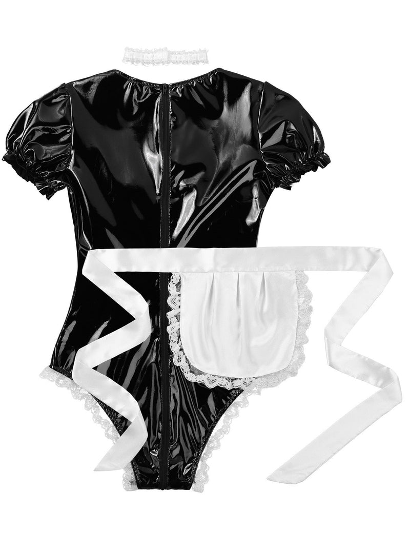Latex Maid Onesie - abdl, adult baby, apron, bib, bodysuit