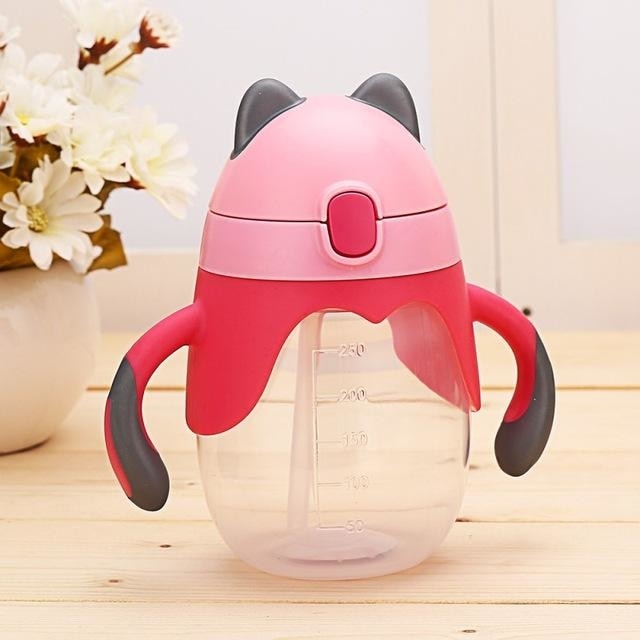 Little Fox Pink Sippy Cup Toddler Drinking Plastic Bottle With Straw Age Play ABDL Adult Baby Fetish by DDLG Playground