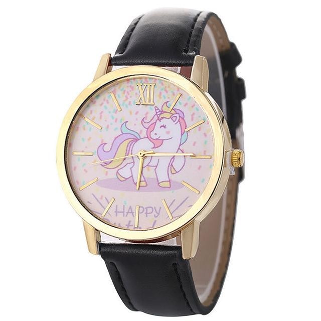 Cute Black Magical Unicorn Pony Wrist Watch Bracelet Wristwatch Kawaii Little Space Fashion 