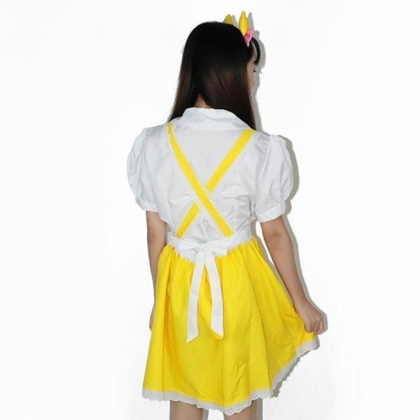 yellow kitty cat suspender dress jumper romper one piece skirt paw print cut out hollow straps coveralls overalls petplay kitten play cgl ddlg playground