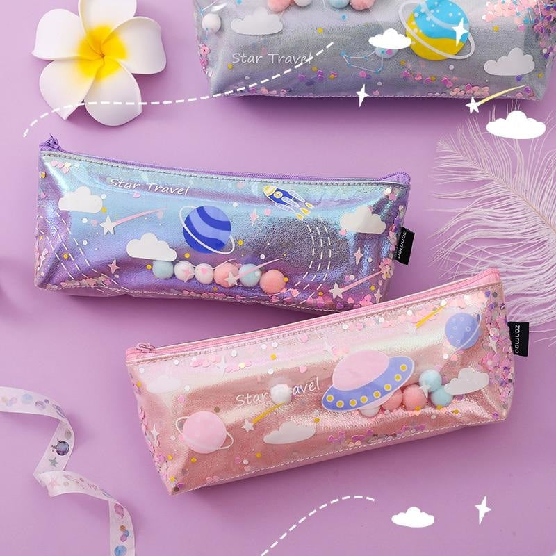Milky Galaxy Cosmetic Bag - Pink Spaceship - accessories