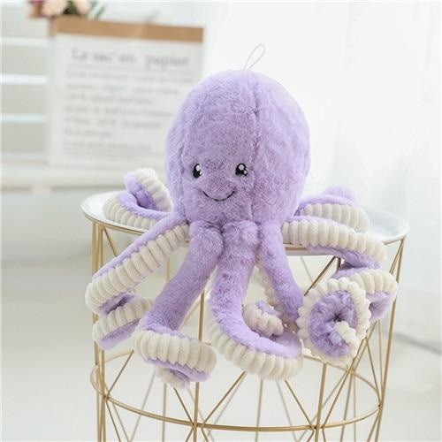 Kawaii Purple Octopus Plush Stuffed Animal Toy Cute Fuzzy Furry Sea Animal 