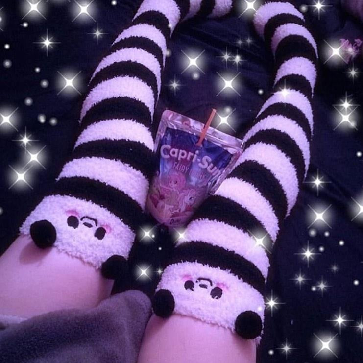 Panda Bear Thigh Highs - socks