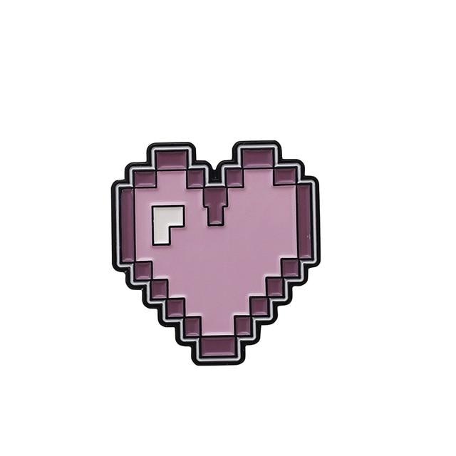 Pastel Gamer Enamel Pins - Pixel Heart - pin