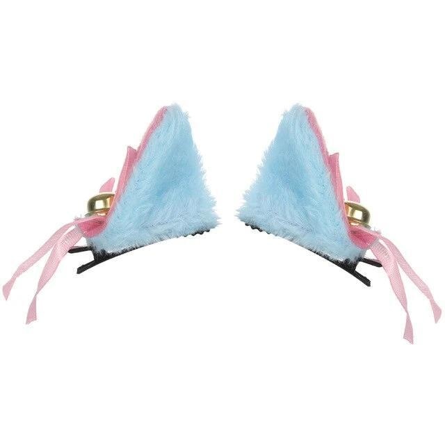 Pastel Neko Ears - Blue Clip Ins - headband