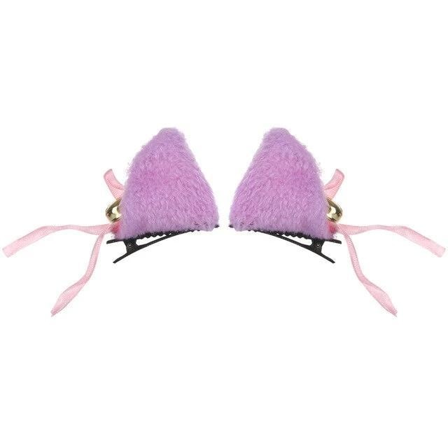 Pastel Neko Ears - Purple Clip Ins - headband