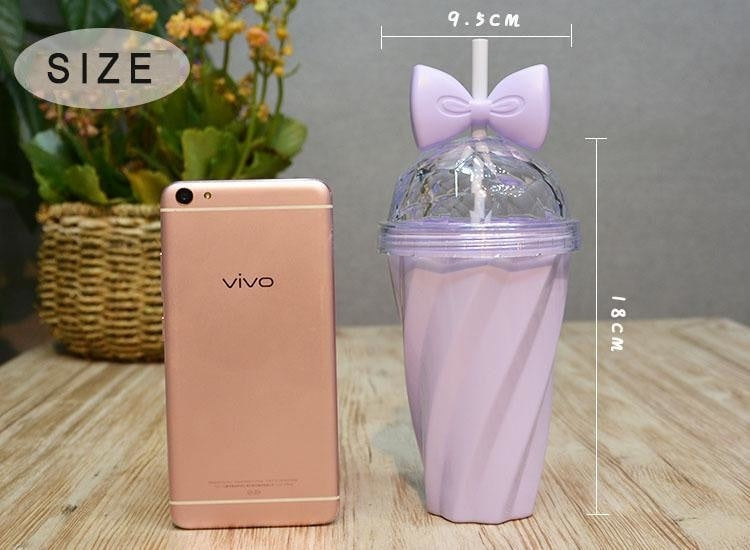 Bow Knot Water Bottle Drinking Glass Pastel Ribbon Sippy Cup With Straw ABDL Adult baby Kink  by DDLG Playground