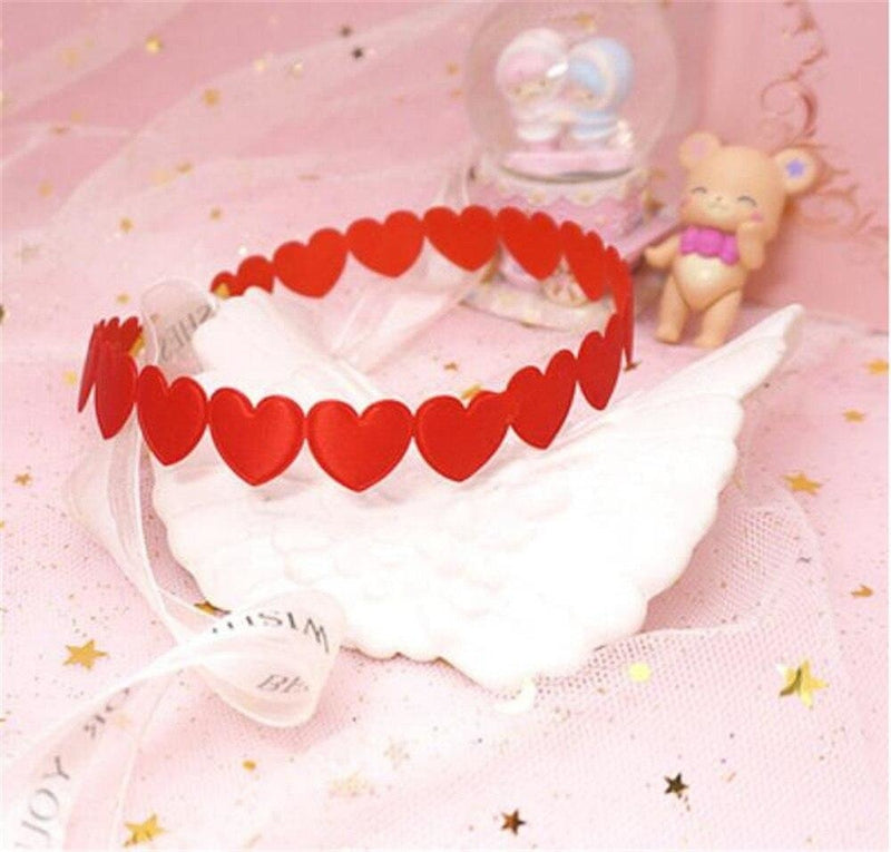 Pastel Valentine Choker - Red - choker, chokers, heart, hearts, necklace