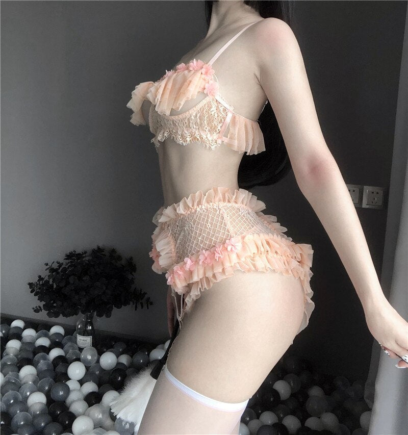 Peach Maiden Lingerie Set - lingerie set, sets, maid cosplay, outfit