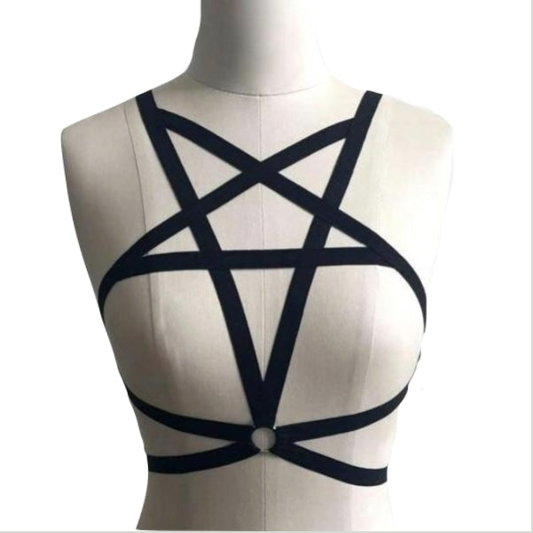 sexy pentagram pagan  harness chest garter belt bondage bdsm romantic fashion accessory by ddlg playground