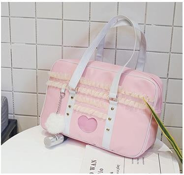 Pink Princess Duffle Bag - White Lace - Purse