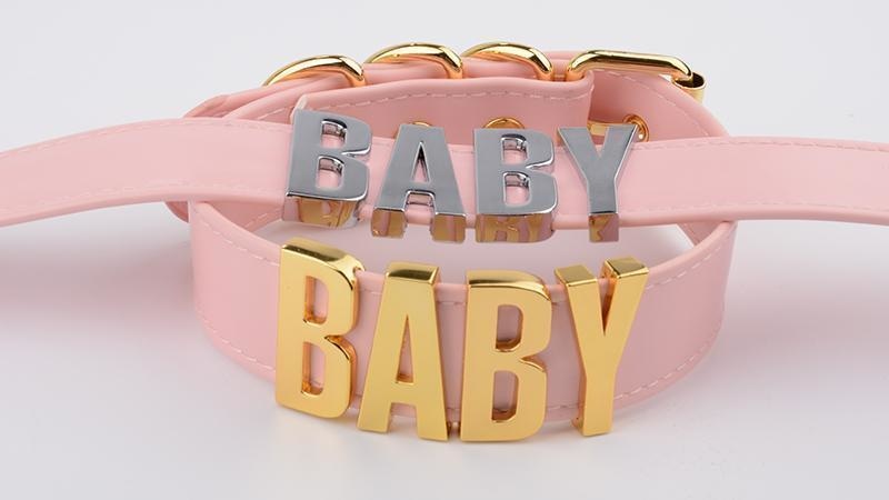 bdsm pink choker necklace  baby collar silver hardware dd/lg little space girl ddlg cgl kawaii aesthetic
