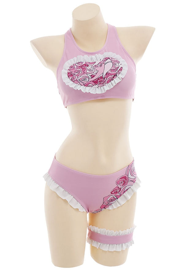 Pink Whale Bikini Set - lingerie, lingerie set, sets, swimmer, swimsuit