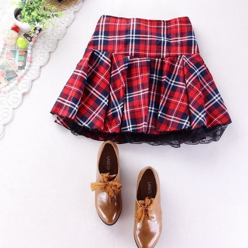 plaid school girl skirt school uniform cosplay outfit ddlg kink fetish costume layered gingham pleated lace ddlg playground
