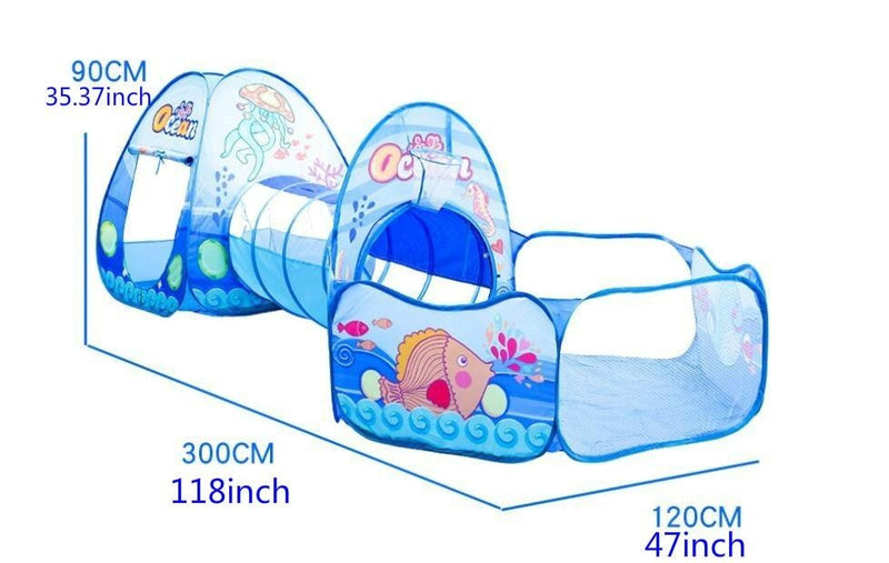 Blue Ocean Play Tent Tunnel Ball Pit Basketball Net ABDL Ageplay Littlespace CGL Kink | DDLG Playground