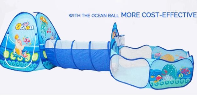 Blue Ocean Play Tent Tunnel Ball Pit Basketball Net ABDL Ageplay Littlespace CGL Kink | DDLG Playground