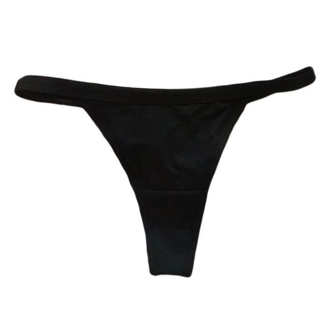 Poofy Bunny Tail Thongs - Black Thong - underwear