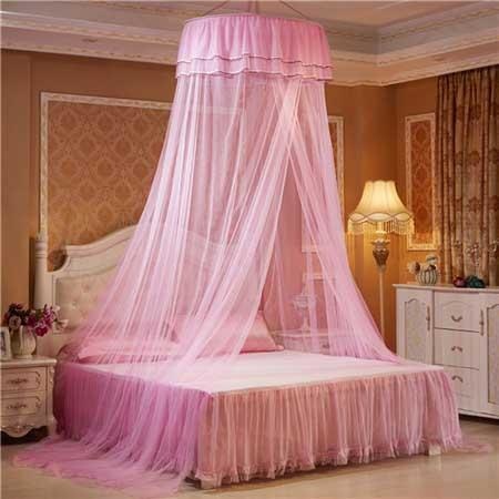 pink princess canopy bed mosquito net bedding netting mesh see through tent ribbons bows ruffled girly abdl cgl dd/lg little space kink fetish by ddlg playground