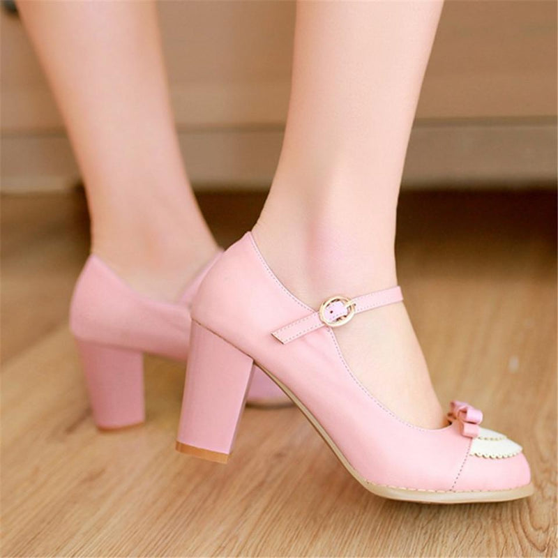 Elegant Traditional Lolita Pumps High Heels Buckle Closure Sweet Pink Princess Shoes EGL Community by Kawaii Babe